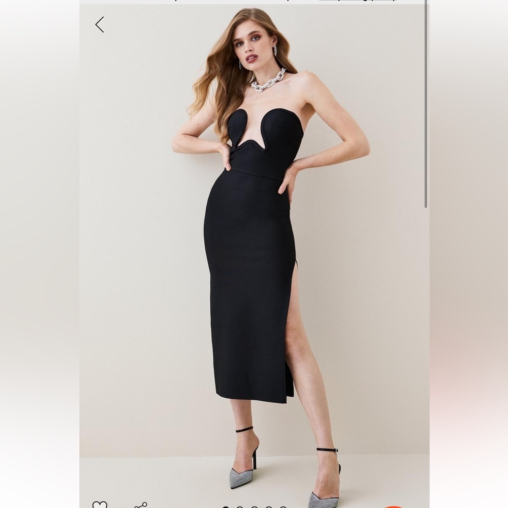 Bandage corset detail knit midi dress